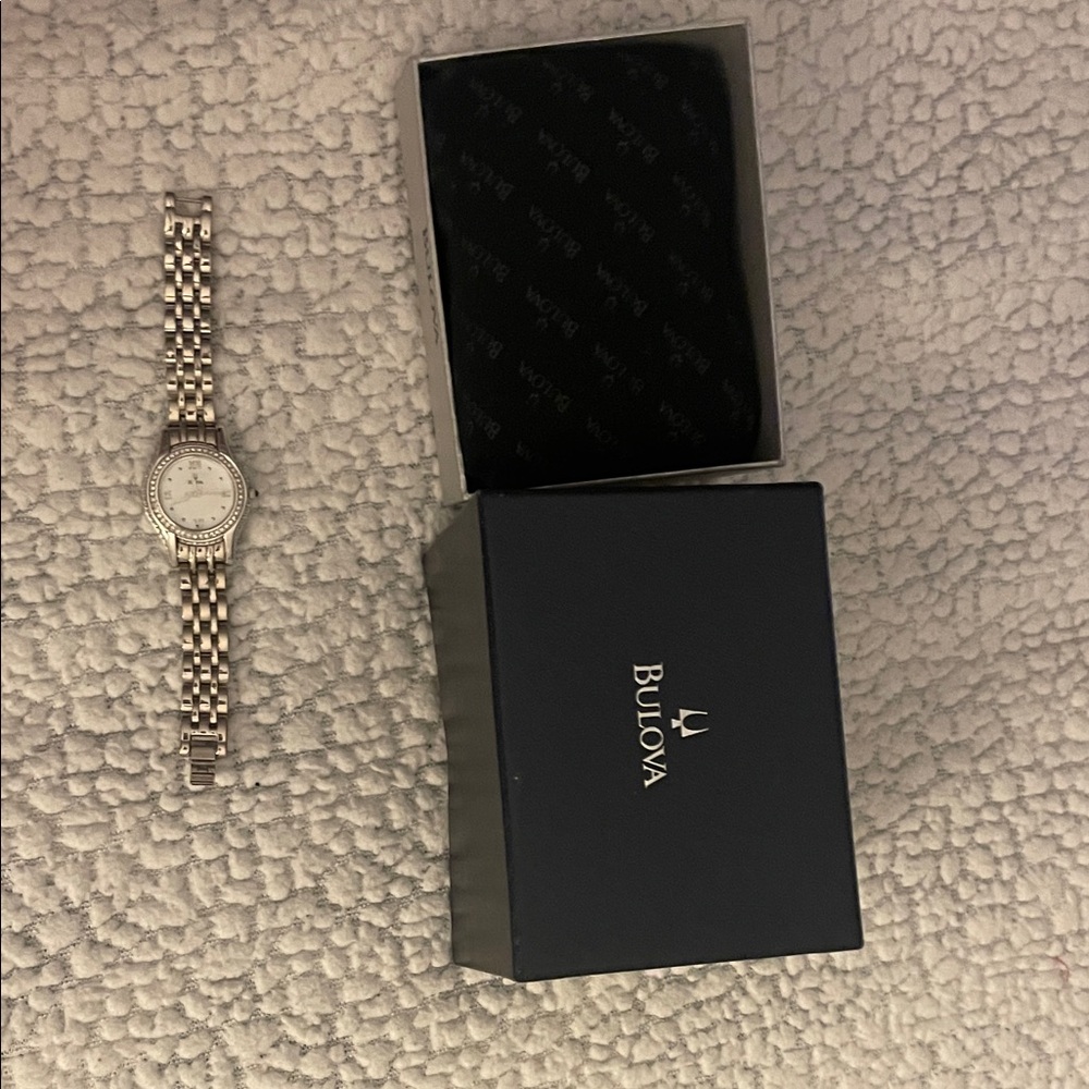 Bulova Silver Timepiece with Box